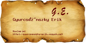 Gyurcsánszky Erik névjegykártya